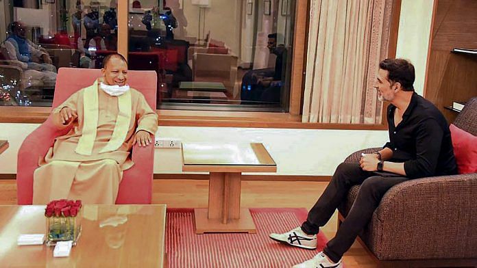 UP CM Yogi Adityanath meets Bollywood actor Akshay Kumar in Mumbai Wednesday | Photo: PTI