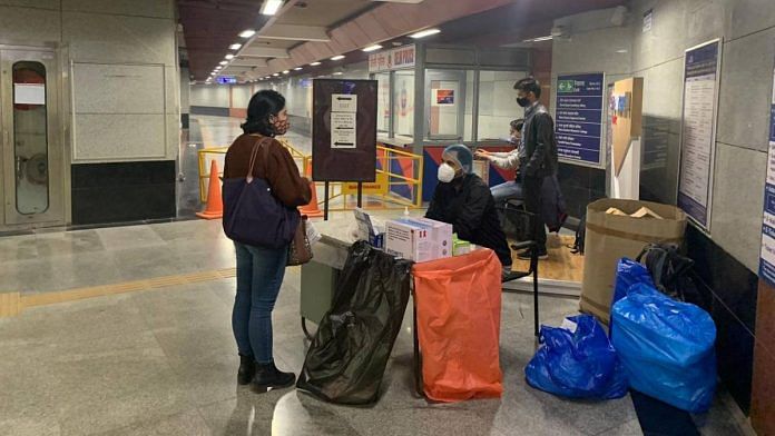 A passenger at a Covid test kiosk inside ITO metro station in Delhi, on 4 December 2020 | Aneesha Bedi | ThePrint