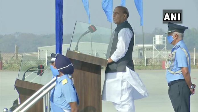 Defence Minister Rajnath Singh at the Combined Graduation Parade at Airforce Academy in Dundigal, in Hyderabad | ANIPix
