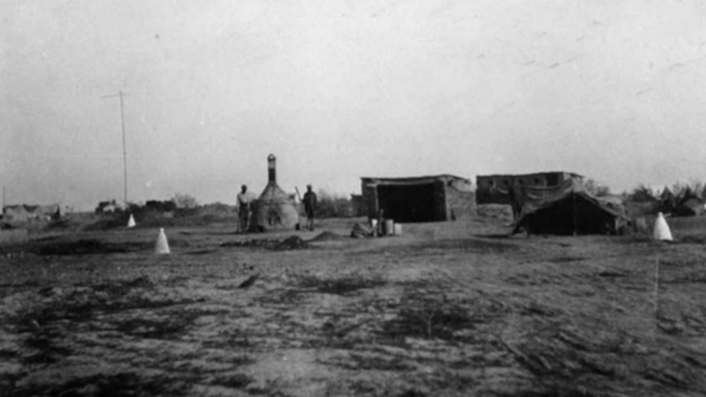 The Tigris Front, Iraq (formerly Mesopotamia), First Corps British Army camp sanitary area | View of closed incinerator, sweeper's tent, drying shed for litter and latrine huts | Radhika Singha/HarperCollins