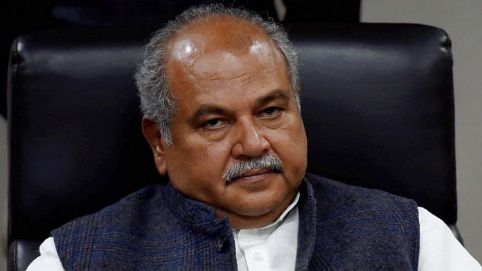 Union Agriculture Minister Narendra Singh Tomar during a meeting with farm leaders from 10 states in support of the agri-laws, in New Delhi on 14 December 2020 | PTI photo