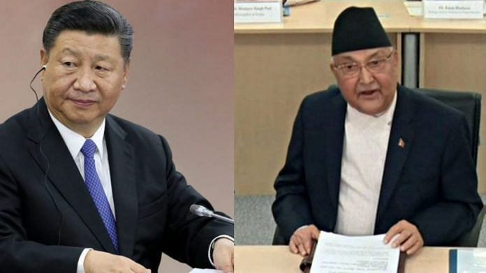 File images of Chinese President Xi Jinping and Nepal PM K.P.S. Oli | Bloomberg and ANI