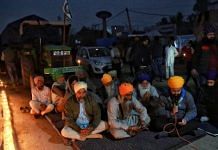 Farmers protest at the Haryana-Delhi border at Singhu | Photo: Manisha Mondal | ThePrint