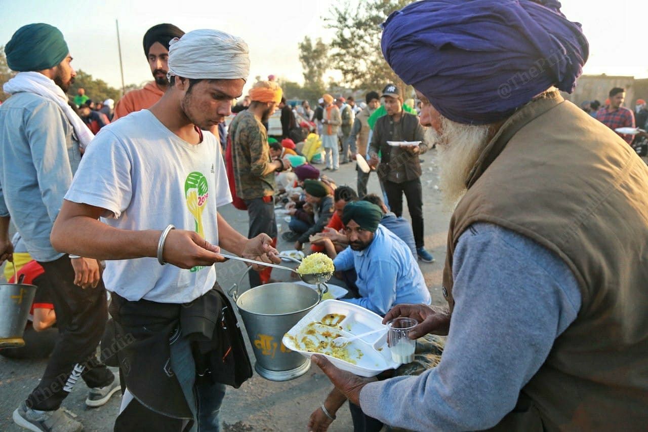 Langar being served at the protest site | Photo: Manisha Mondal | ThePrint