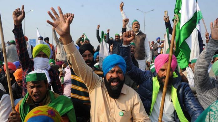 Farmers protest at Delhi's Ghazipur border (representational image) | Photo: Suraj Singh Bisht | ThePrint