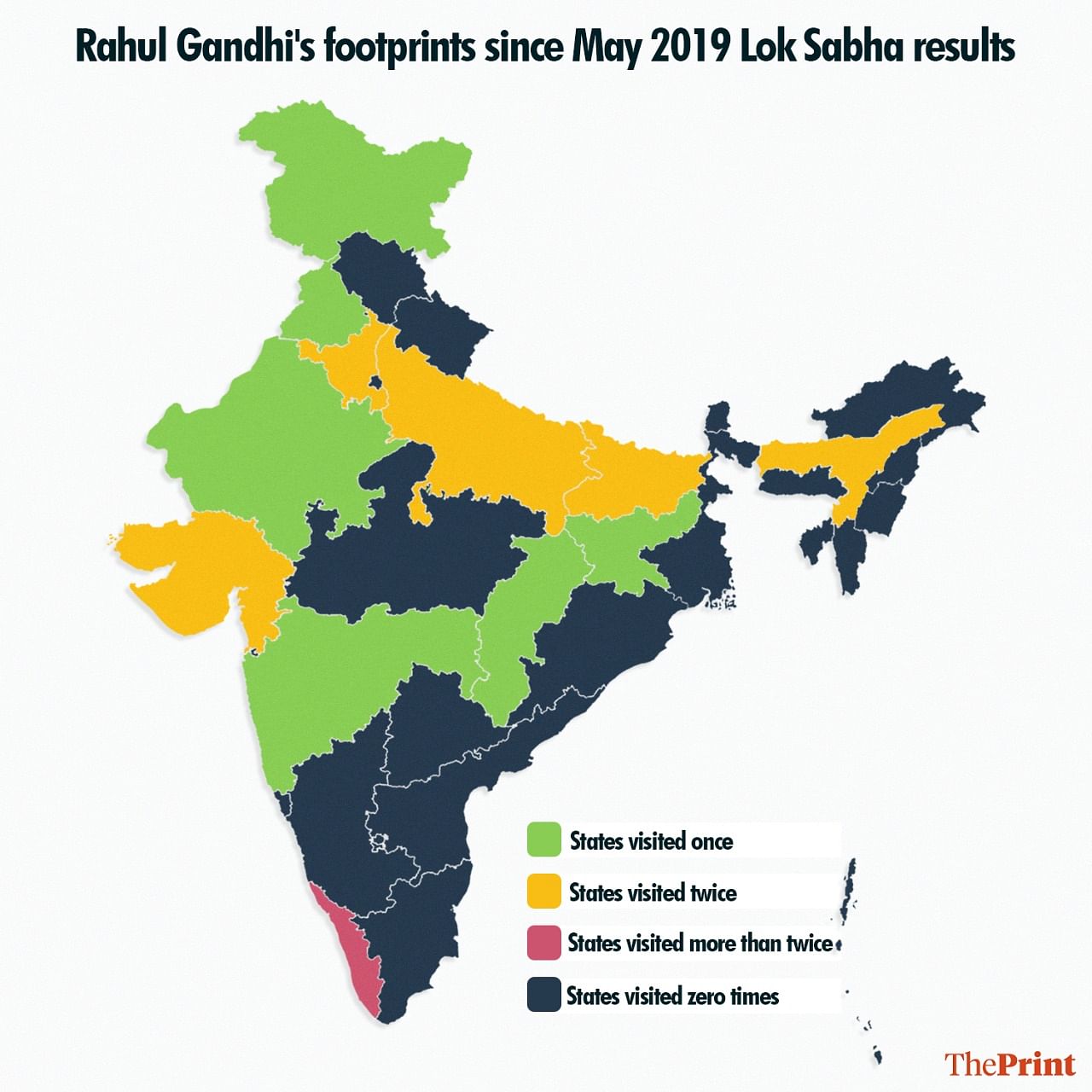 States Rahul Gandhi has visited since May 2019 | Illustration: Ramandeep Kaur