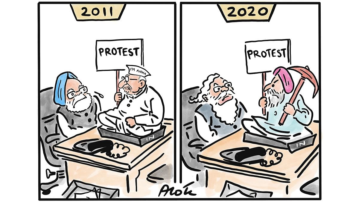 Farmers' protest, Rhea's 'vultures', Modi's yoga pose — best political  cartoons of 2020