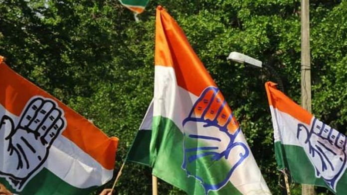 Representational image of Congress flags | Photo: Suraj Singh Bisht | ThePrint