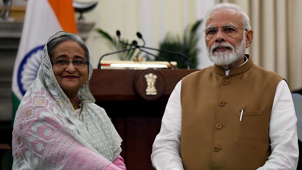A file photo of Prime Minister Narendra Modi and his Bangladesh counterpart Sheikh Hasina. | Photo: ANI