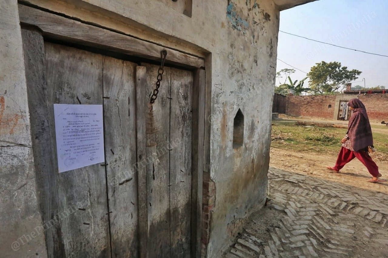 Court notice outside the door of the accused, Jibrail, at his Makhi Beher village house in Sitapur. | Photo: Praveen Jain/ThePrint