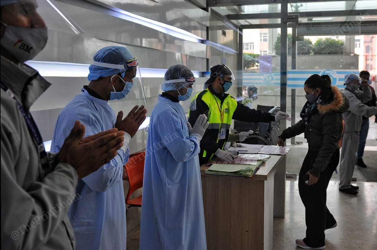 At the Venkateshwar Hospital workers wore PPE kits | Photo: Suraj Singh Bisht | ThePrint