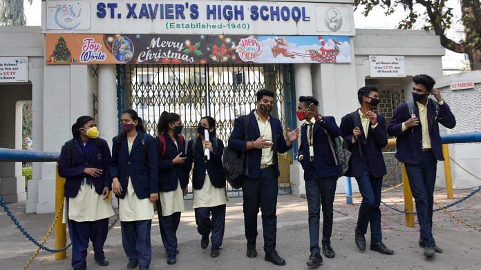 Students exiting Patna's St Xavier's High School on 4 January | Photo: ANI