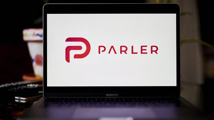 The Parler logo on a laptop computer. | Photographer: Gabby Jones | Bloomberg