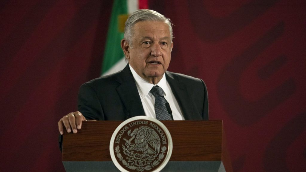 File photo of Mexico's president Andres Manuel Lopez Obrador, speaking during a news conference at the National Palace in Mexico City | Bloomberg