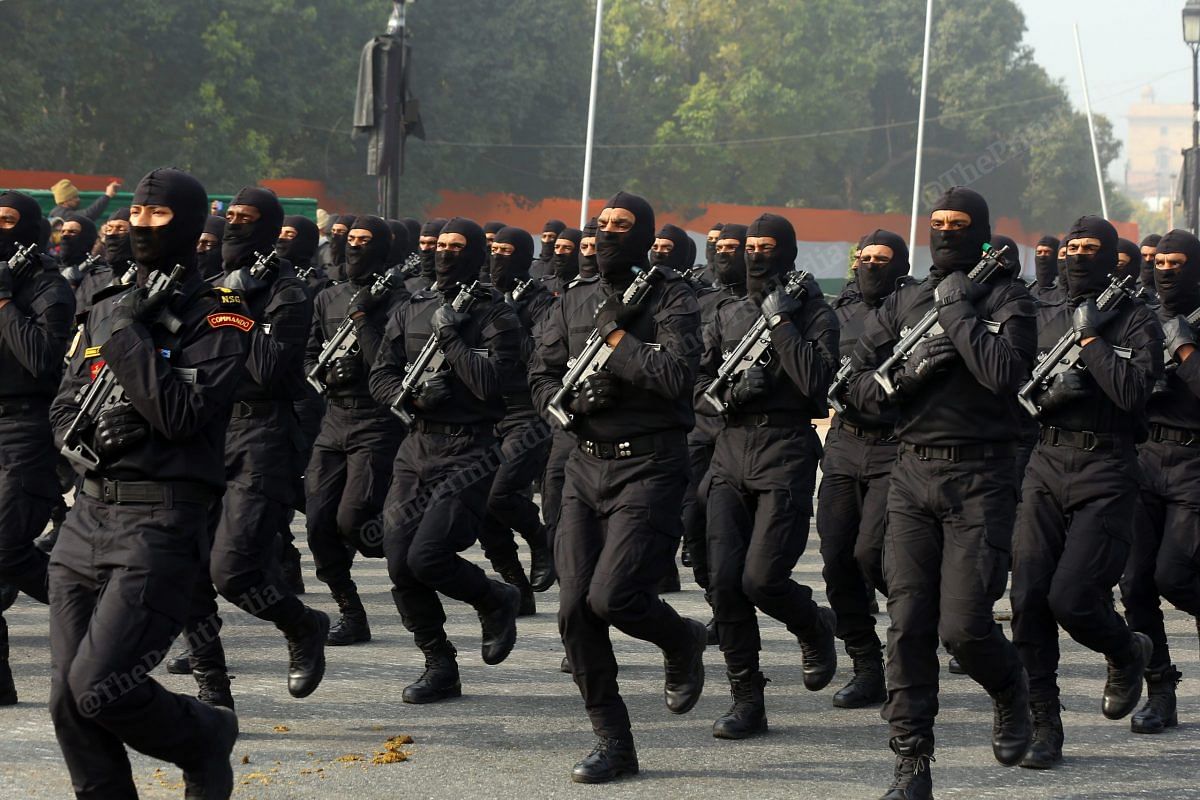 A contingent of NSG marches in practice | Photo: Suraj Singh Bisht | ThePrint