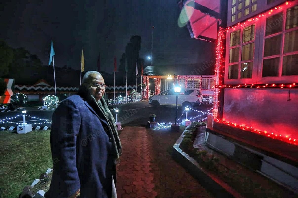 Governor of Meghalaya Satya Pal Malik looking the arrangements before the night of At Home Reception at Raj Bhavan | Photo: Praveen Jain | ThePrint