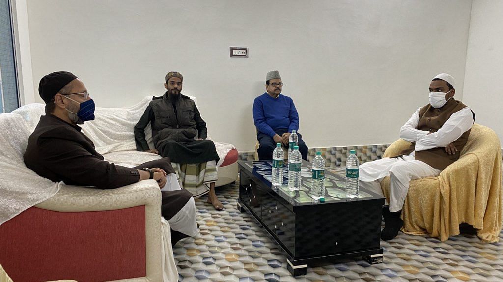 Asaduddin Owaisi during a meeting with Muslim leaders at Furfura Sharif in West Bengal on 3 January 2021