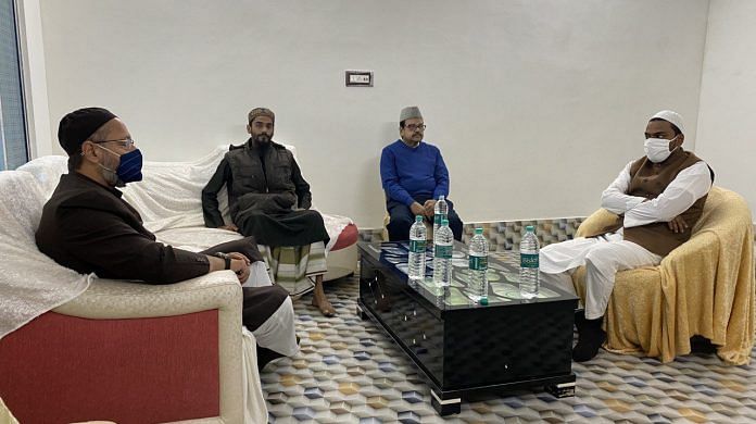 Asaduddin Owaisi during a meeting with Muslim leaders at Furfura Sharif in West Bengal on 3 January 2021