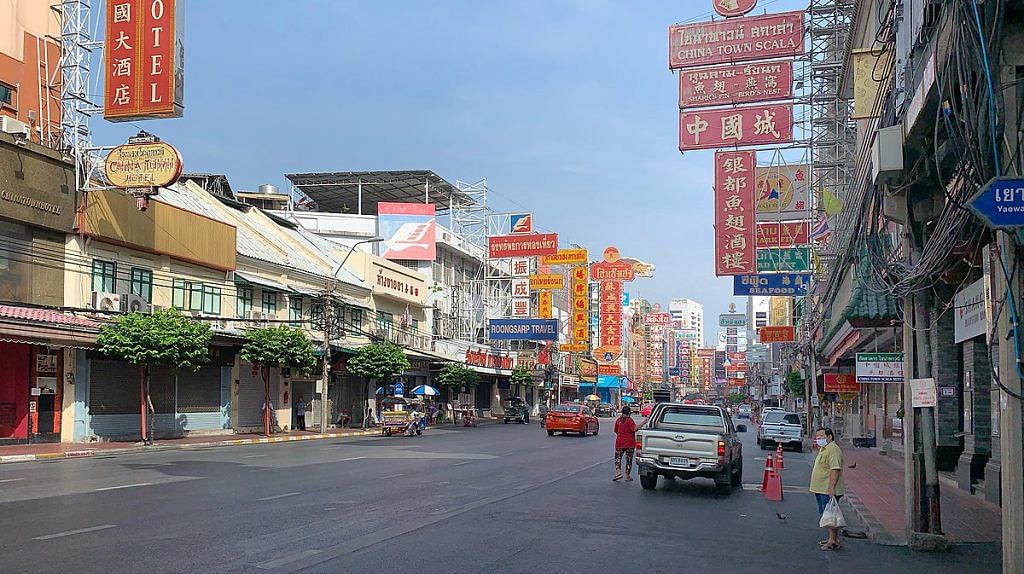 A deserted street in Bangkok’s Chinatown