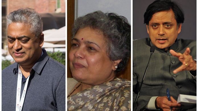 Journalists Rajdeep Sardesai, Mrinal Pande, Congress MP Shashi Tharoor |