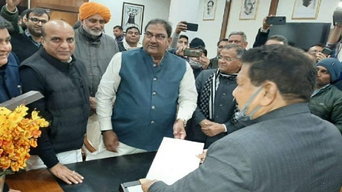 INLD leader Abhay Chautala submits his resignation as MLA to the Haryana assembly speaker Wednesday | Twitter | @OfficialINLD