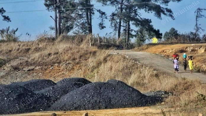 Piles of coal dot the countryside at East Jaintia Hills in Meghalaya, where illegal mining is said to be rampant | Praveen Jain | ThePrint