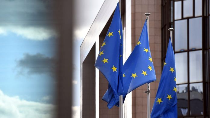 EU flags seen in Brussels, Belgium | Photo: Geert Vanden Wijngaert | Bloomberg File Photo