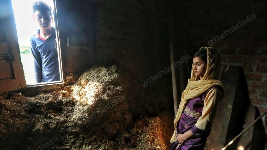 Hanif's daughter Sahiba stands inside a gutted room at their house in Chandan Kheri village, Indore | Photo: Praveen Jain | ThePrint