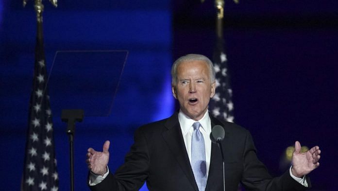 US President-elect Joe Biden during an election event in Wilmington, Delaware