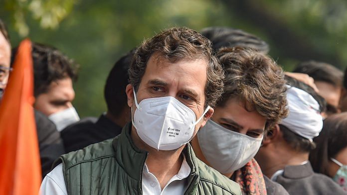 Congress leaders Rahul Gandhi and Priyanka Gandhi Vadra along during a protest against the three farm laws, in New Delhi