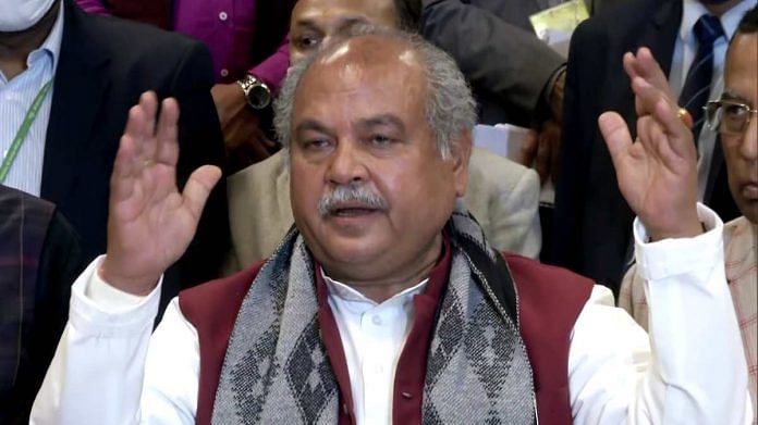 Union Agriculture Minister Narendra Singh Tomar speaks to the media after the 11th round of meeting with the farmers, at Vigyan Bhavan in New Delhi on 22 January 2021 | ANI