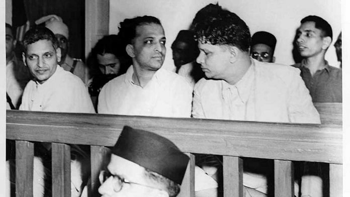 The trial of persons accused of participation and complicity in Gandhi's assassination in the Special Court in Red Fort Delhi on May 27, 1948 | Wikimedia Commons