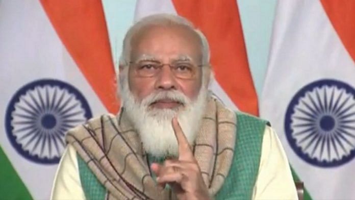 Prime Minister Narendra Modi interacts with chief ministers Monday | Screengrab from video posted by @NarendraModi on Twitter