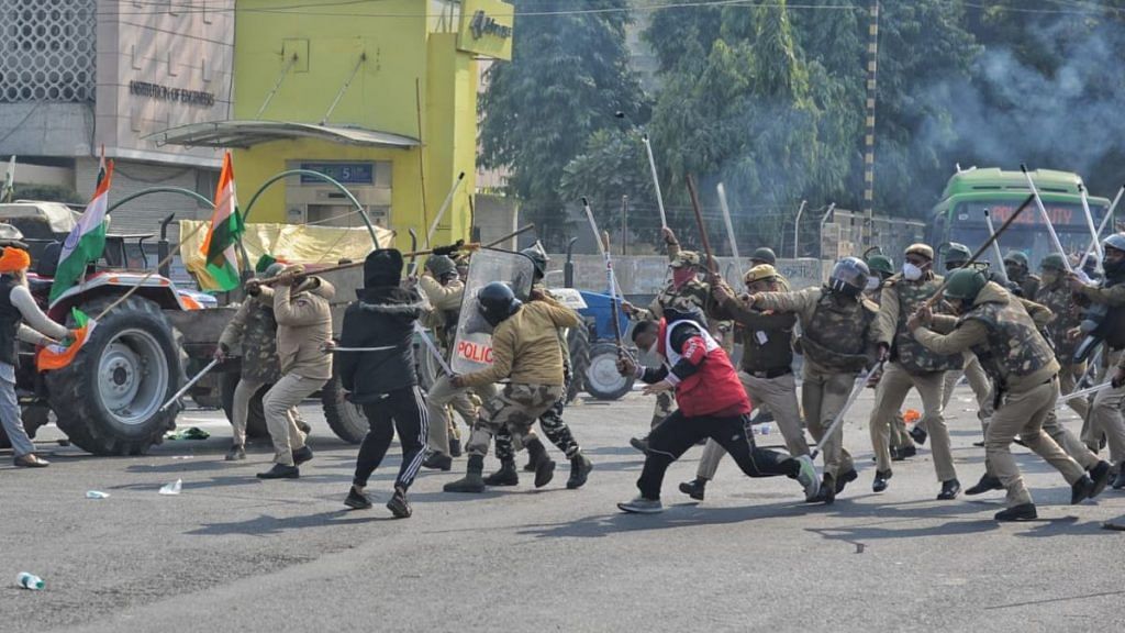 Protesting farmers clashed with police at several places in the national capital after tractor rally turned violent, on 26 January 2021