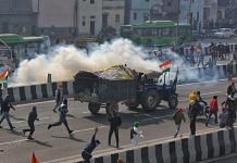Protesting farmers clashed with police at several places in the national capital after tractor rally turned violent, on 26 January 2021 | Photo: Suraj Bisht Singh | ThePrint