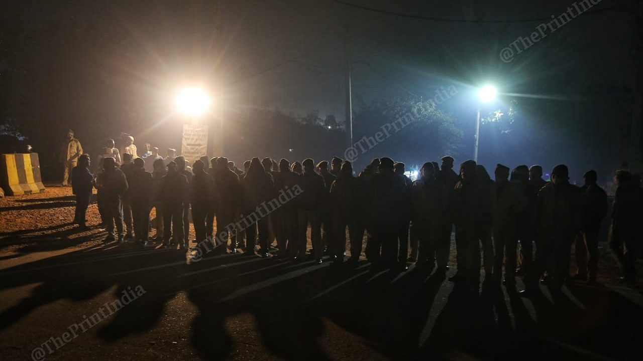 Police at the Singhu border | Photo: Suraj Singh Bisht | ThePrint