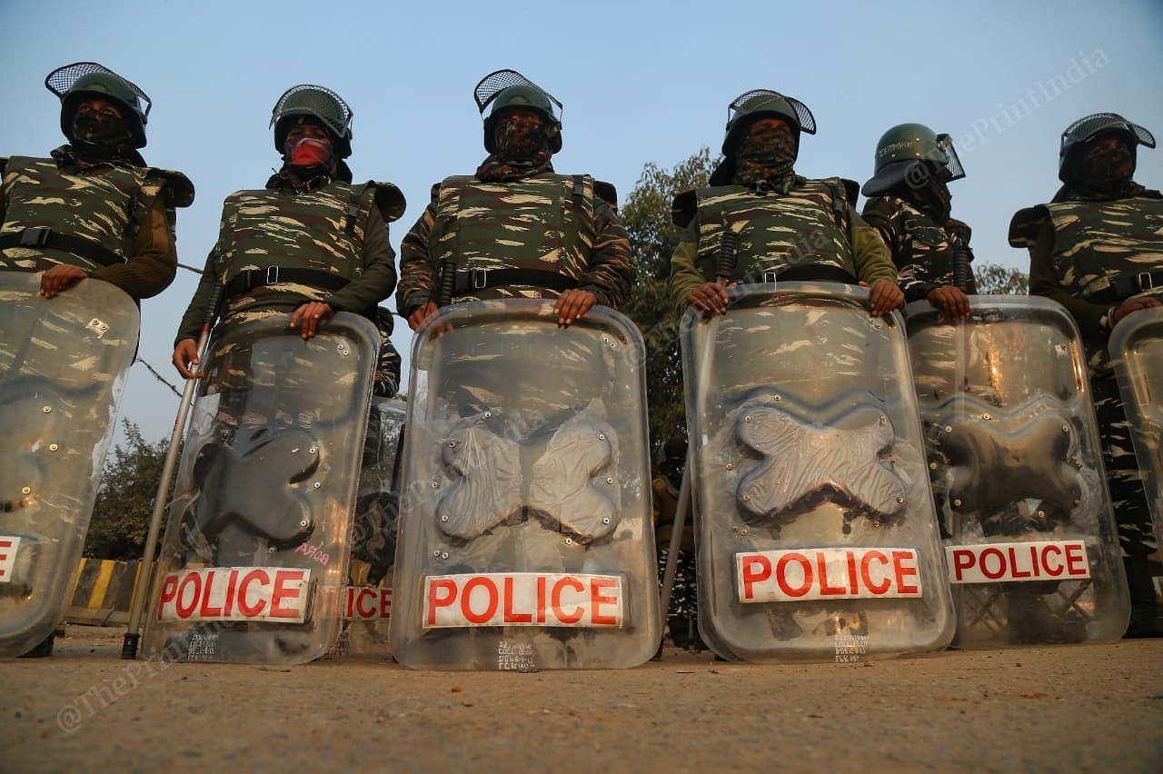Police deployment at Singhu border | Photo: Suraj Singh Bisht | ThePrint