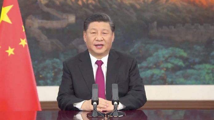 Chinese President Xi Jinping delivering his speech at the WEF Davos Agenda 2021 on 25 January | Twitter | @wef