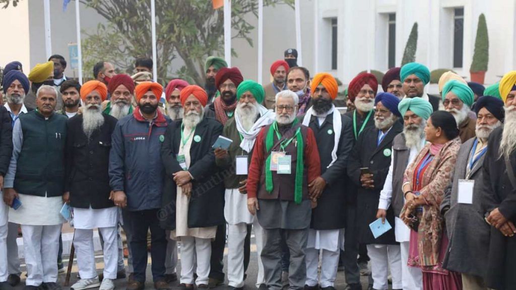 Farmer leaders after holding 11th round of meeting with government, at Vigyan Bhavan in New Delhi on 22 January 2021 | Manisha Mondal | ThePrint