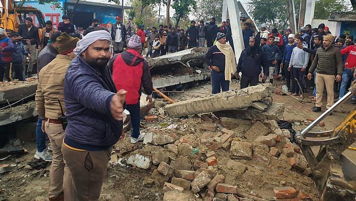 Rescue operation underway after the complex roof of a crematorium collapsed at Muradnagar in Ghaziabad on 3 January