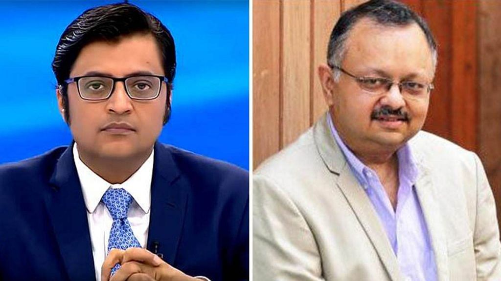 File image of Republic TV Editor-in-Chief Arnab Goswami (L) and former BARC chief executive Partho Dasgupta | Photos via Facebook & Twitter
