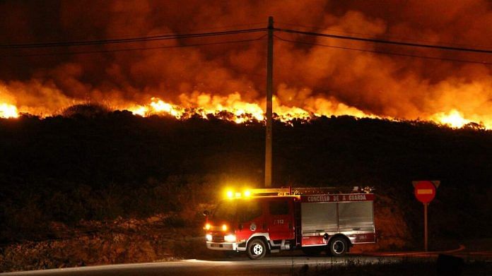 A forest fire in Galicia, Spain | Commons