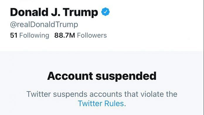 A screengrab of Donald Trump's banned Twitter account