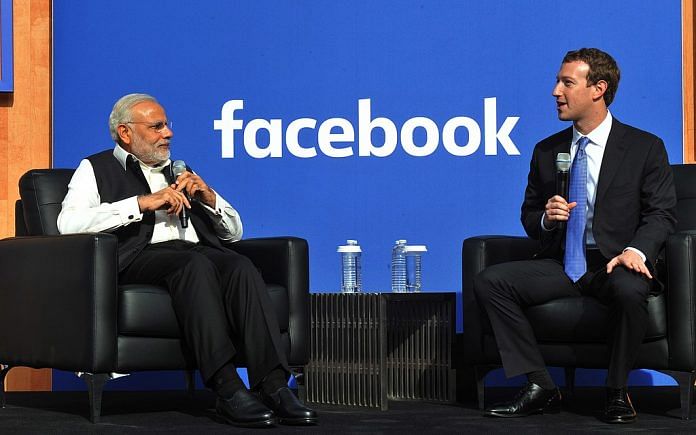 Prime Minister Narendra Modi and Facebook CEO Mark Zuckerberg at the Facebook HQ in San Jose, California | PIB | File photo