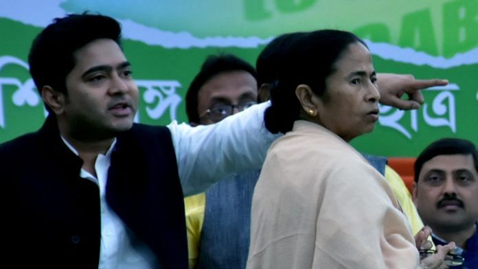 File image of Trinamool Congress' Diamond Harbour MP Abhishek Banerjee and his aunt and West Bengal CM Mamata Banerjee | Photo: ANI