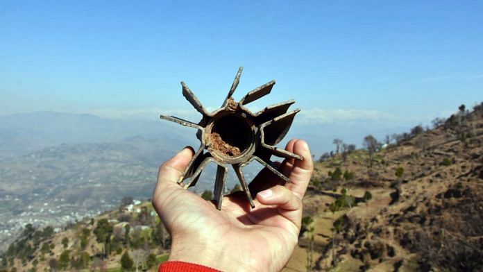 A mortar shell after heavy shelling from the Pakistan side, in Poonch | ANI Photo