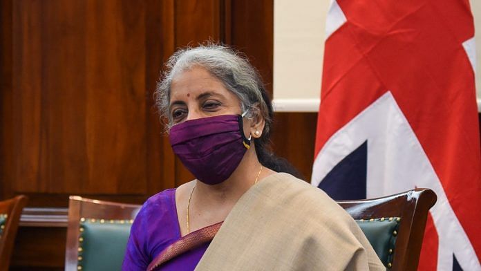 Finance Minister Nirmala Sitharaman at North Block in New Delhi, on 5 February 2021