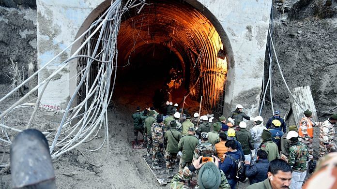 Rescue operations underway at Tapovan Tunnel in Chamoli district of Uttarakhand on 8 February | PTI Photo