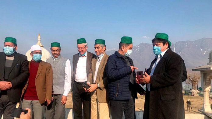 Foreign envoys during their visit to the Hazratbal shrine in Srinagar, on 17 February 2021