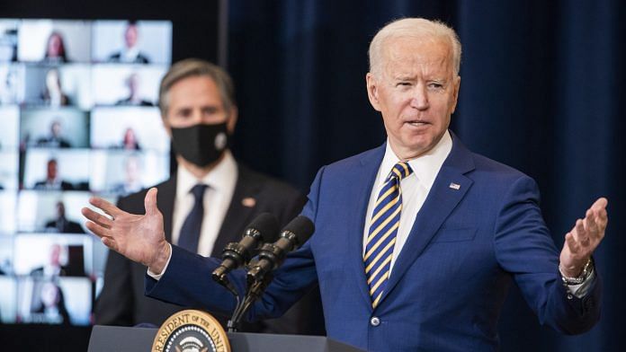 US President Joe Biden speaks at the State Department in Washington, D.C., U.S., on 4 February, 2021. | Photographer: Jim Lo Scalzo | EPA/Bloomberg